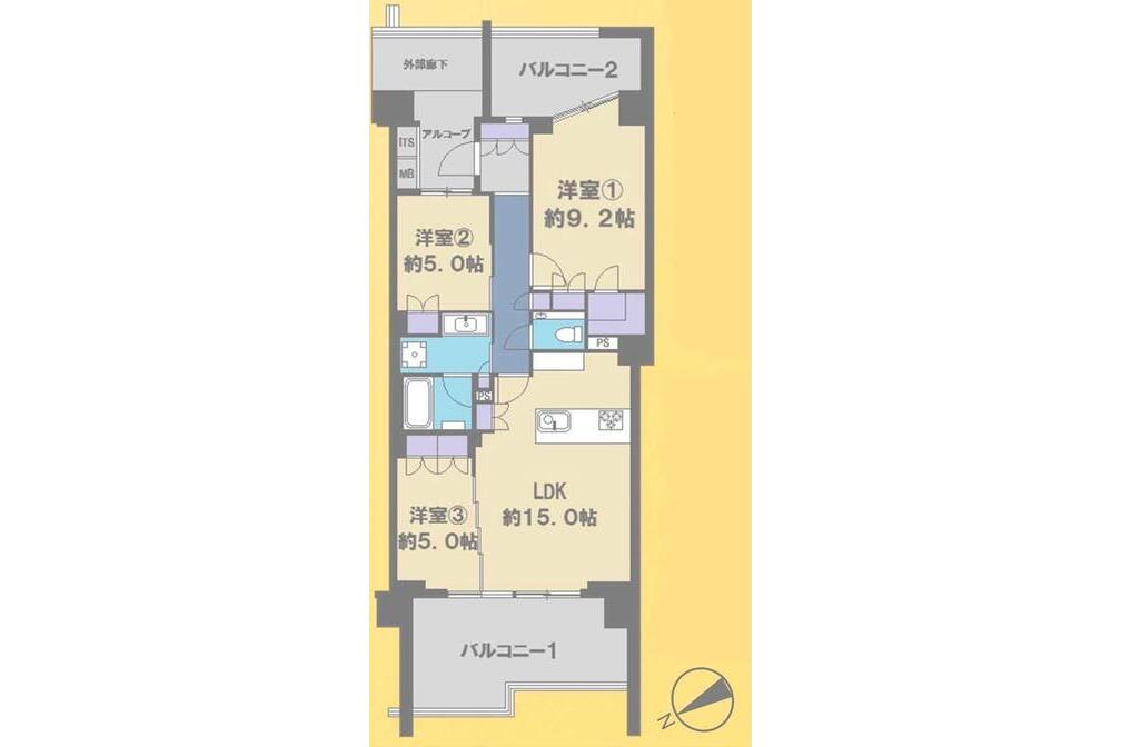 デュオヒルズ秋谷　２階部分